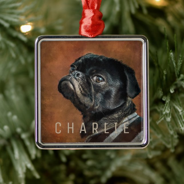 Black Pug Hund Julgransprydnad Metall (Träd)