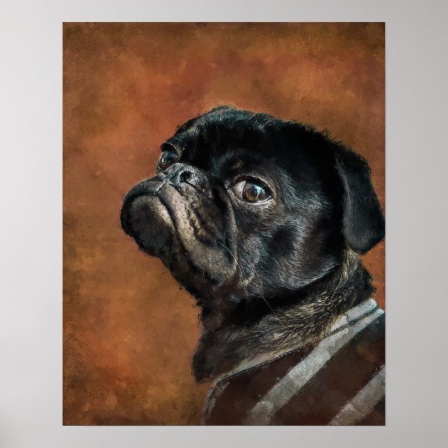 Black Pug Hund Photo Poster (Framsidan)