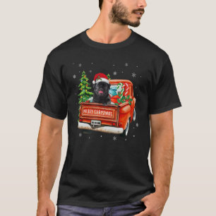 Black Pug Hund Ride Red Lastbil jul Hund P T Shirt