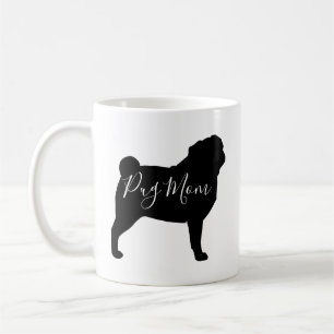 Black Pug Hund Silhouettes Pug Mamma Anpassningsba Kaffemugg