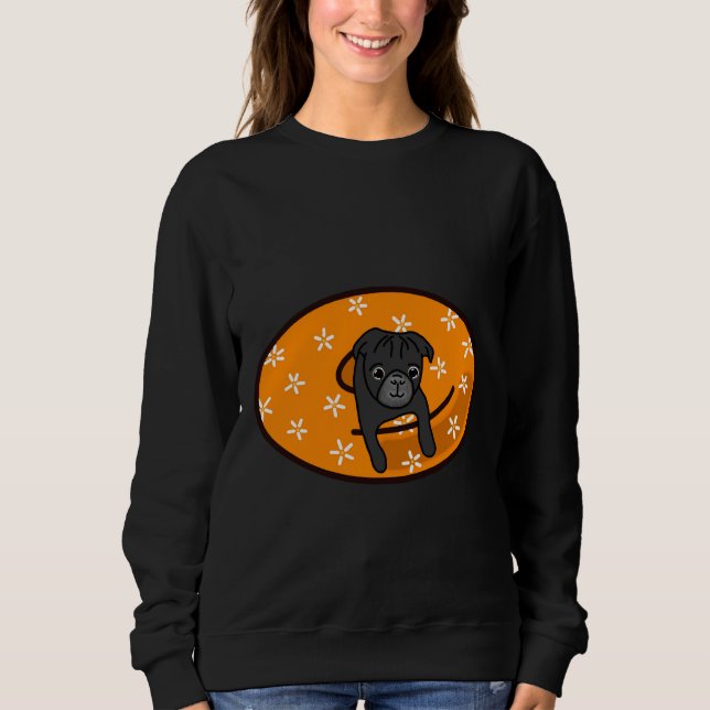 Black Pug in Orange Inner Tube Classic T-Shirt 817 (Framsida)