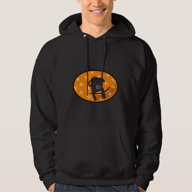 Black Pug in Orange Inner Tube Classic T-Shirt 817 Hoodie (Framsida)