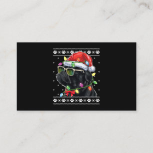 Black Pug Julgran Hund Pappa Mamma Ugly Sweater Visitkort