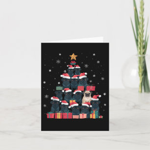 Black Pug Julgran Hund Santa Julafton Merry Dogm Kort