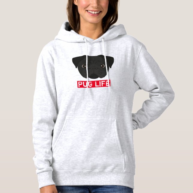 Black Pug Life Hoodie T Shirt (Framsida)