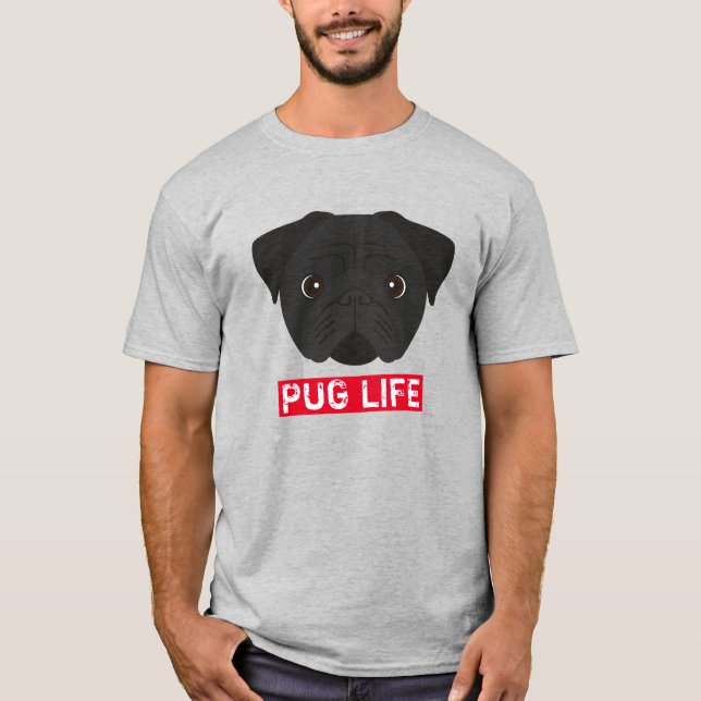Black Pug Life T-Shirt (Framsida)