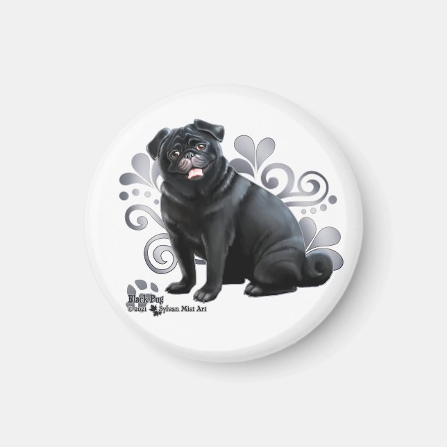 Black Pug Magnet (Framsidan)