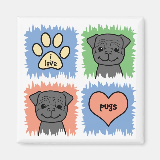 Black Pug Magnet (Framsidan)