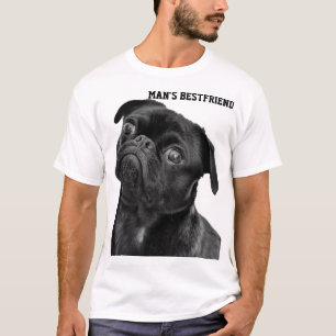 Black PUG MAN'S BESTFRIEND WHITE SHIRT T Shirt