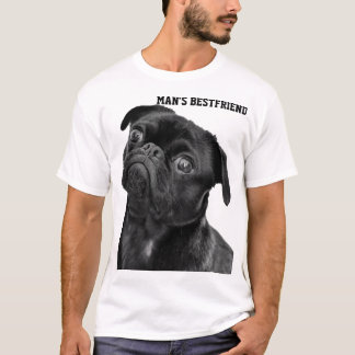 Black PUG MAN'S BESTFRIEND WHITE SHIRT T Shirt