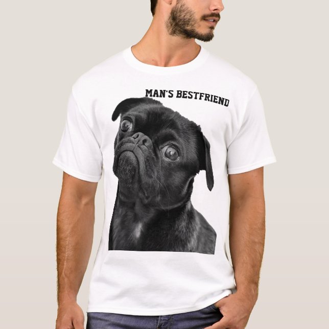 Black PUG MAN'S BESTFRIEND WHITE SHIRT T Shirt (Framsida)