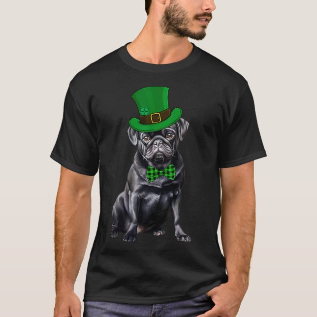 Black Pug Patricks Day Hat Funny St patricks day D T Shirt (Framsida)