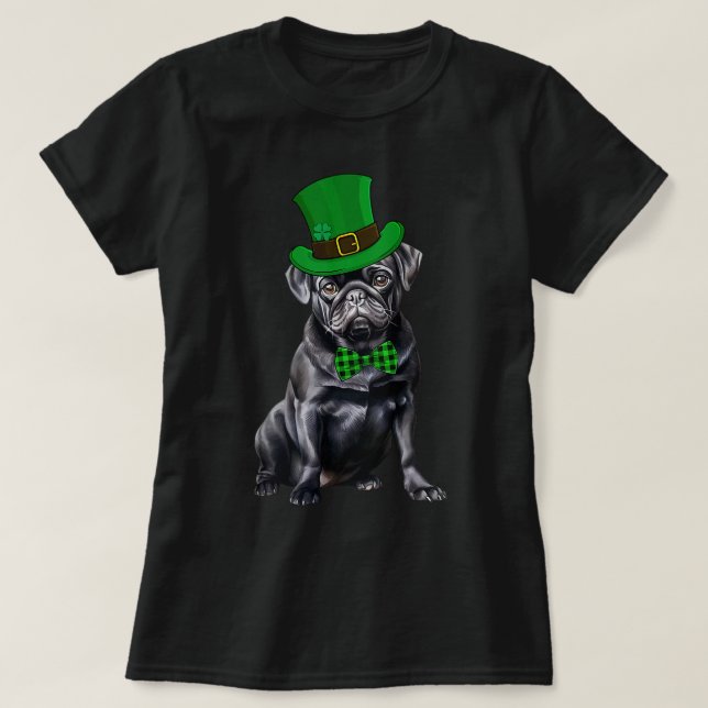 Black Pug Patricks Day Hat Funny St patricks day D T Shirt (Design framsida)