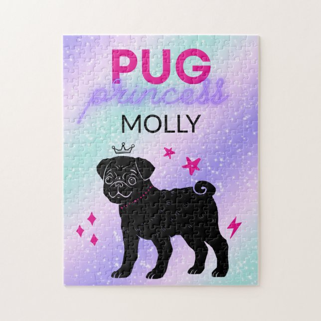 BLACK" PUG PRINCESS" PUZZLE FÖR BARN! PUSSEL (Vertikal)
