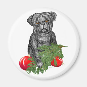 Black Pug Puppy Adsible julArt Magnet