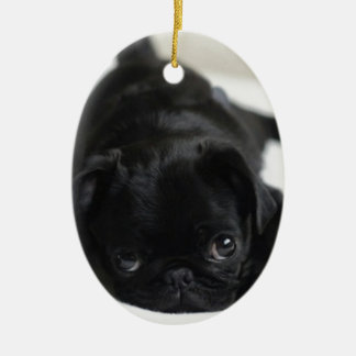 Black Pug Puppy Julgransprydnad Keramik