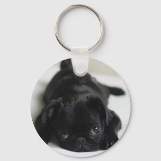 Black Pug Puppy Nyckelring