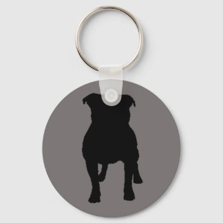 Black Pug Silhouettes on Grått Background Nyckelring