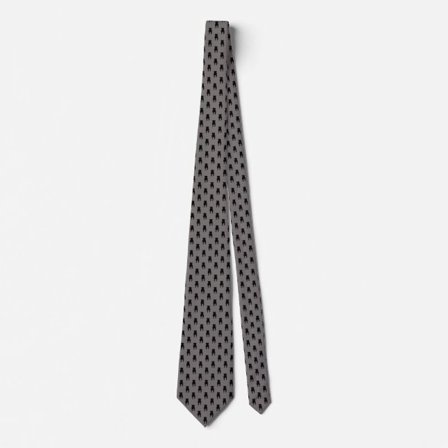 Black Pug Silhouettes on Grått Background Tie Slips (Framsida)