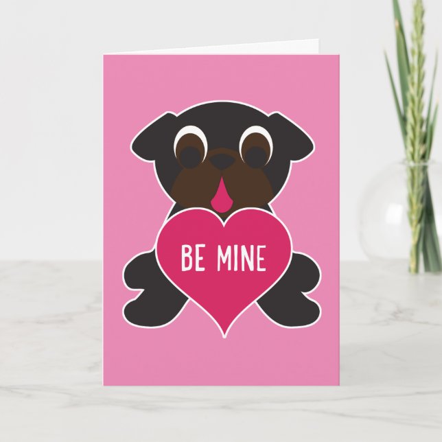 Black Pug Valentine-hälsningskort - var min Helgkort (Framsida)