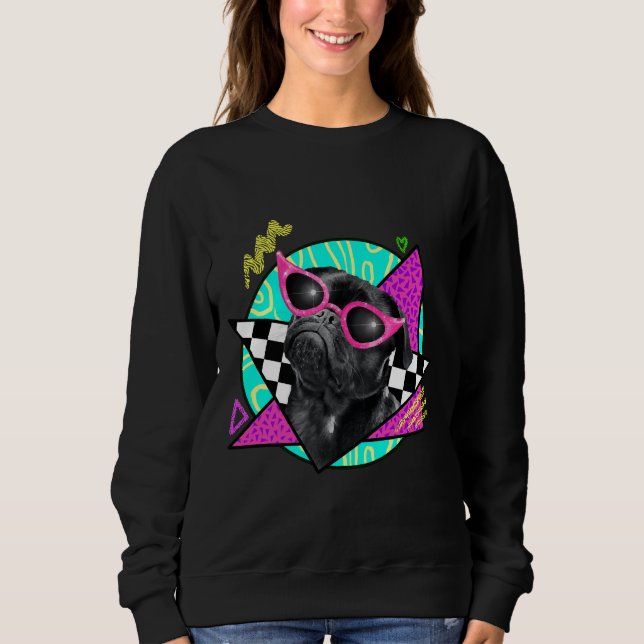 Black Pug Wearing Rosa Sunglasses Classic T-Shirt (Framsida)