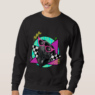 Black Pug Wearing Rosa Sunglasses Classic T-Shirt Lång Ärmad Tröja