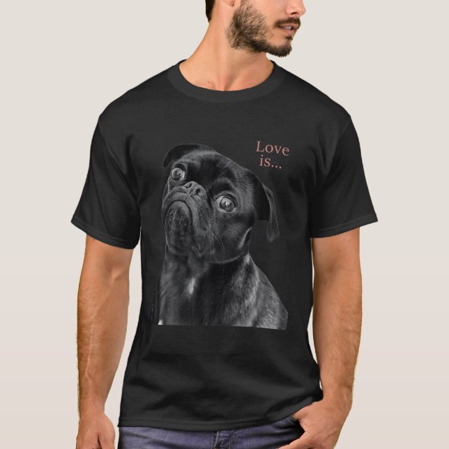 Black Pug Women Manar Pug Mamma Pappa Life Tee Kär (Framsida)