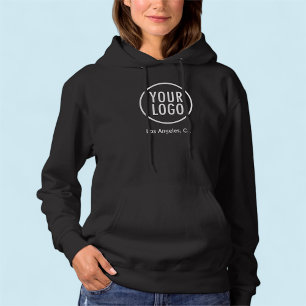 Black Pullover Hoodie Anpassningsbar Business Logo T Shirt