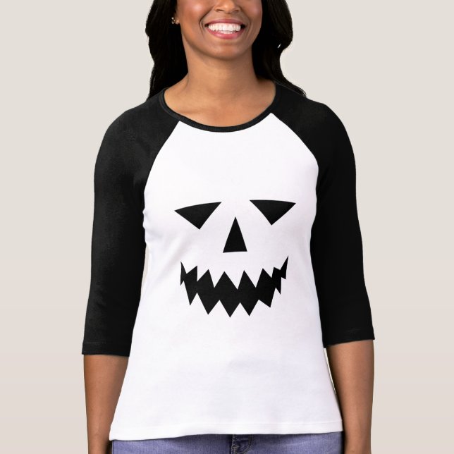 Black Pumpkin Ansikte Raglan T-Shirt (Framsida)