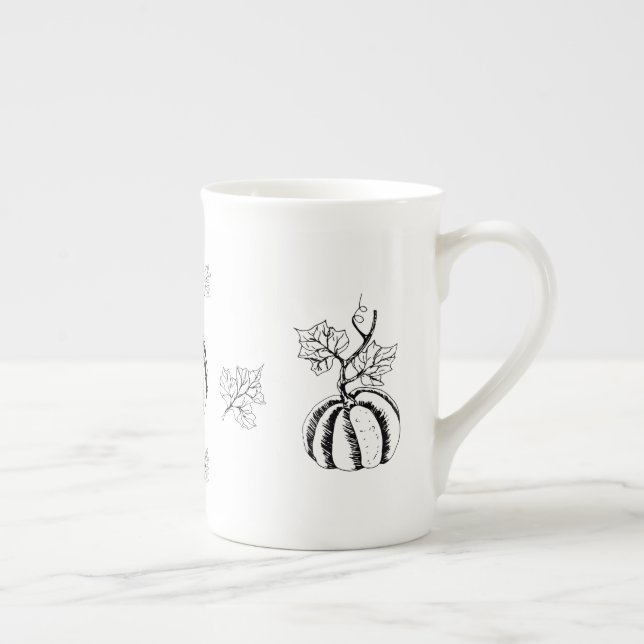 Black Pumpkin för Halloween Benporslin Mugg (Höger)
