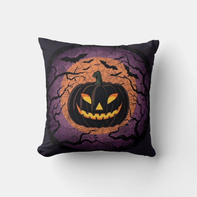 Black Pumpkin Halloween Pillow Kudde (Framsida)