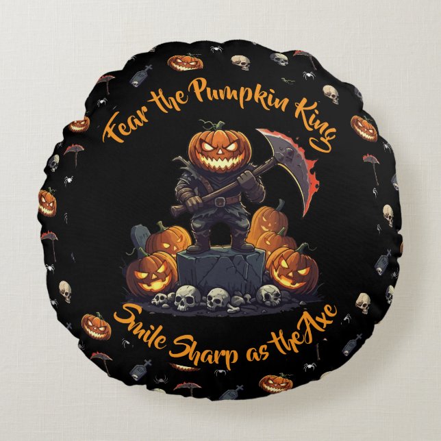 🖤 Black Pumpkin Kung Dekorativ kudde 🎃 (Framsidan)