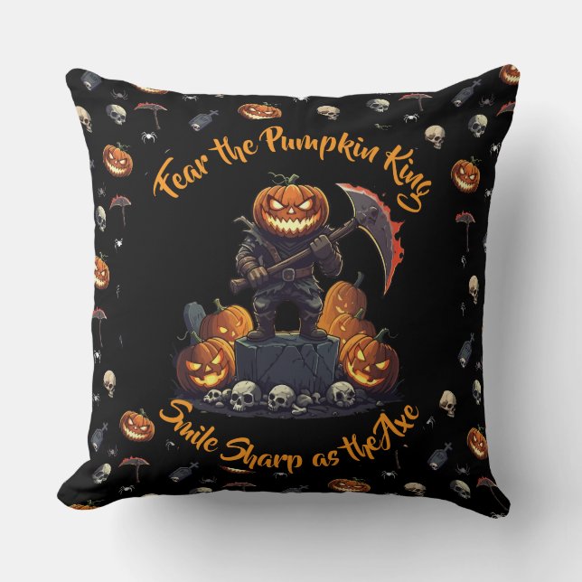 🖤 Black Pumpkin Kung Dekorativ kudde 🎃 (Framsida)
