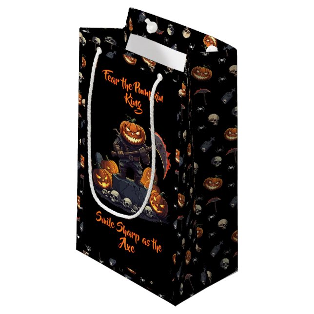 🖤 Black Pumpkin Kung Halloween Gift Bag 🎃 (Framsidan Vinklad)