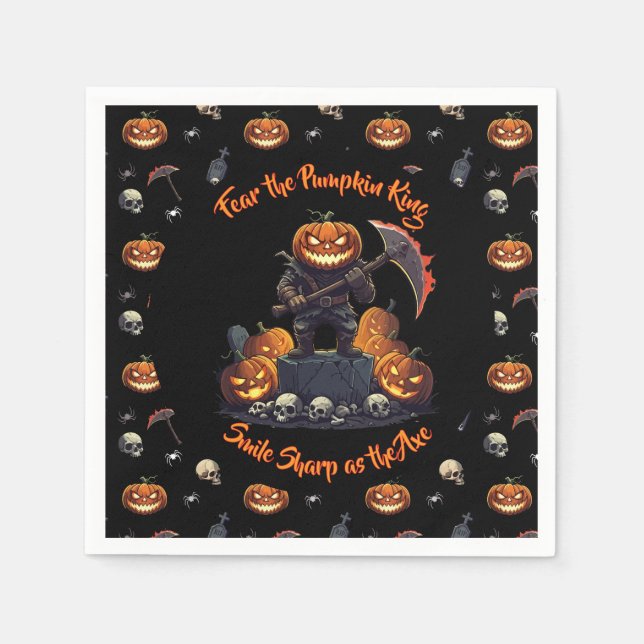 🖤 Black Pumpkin Kung Halloween Napkin 🎃 Pappersservett (Framsidan)