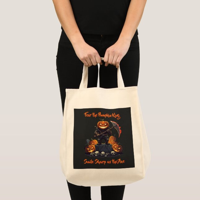 🖤 Black Pumpkin Kung Halloween Tote 🎃 Tygkasse (Framsida (produkt))