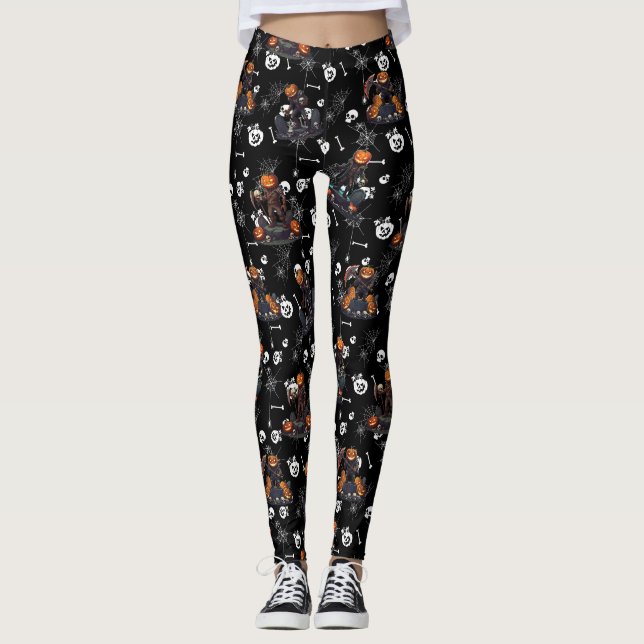 🖤 Black Pumpkin Kung Kid Leggings 🎃 (Framsida)