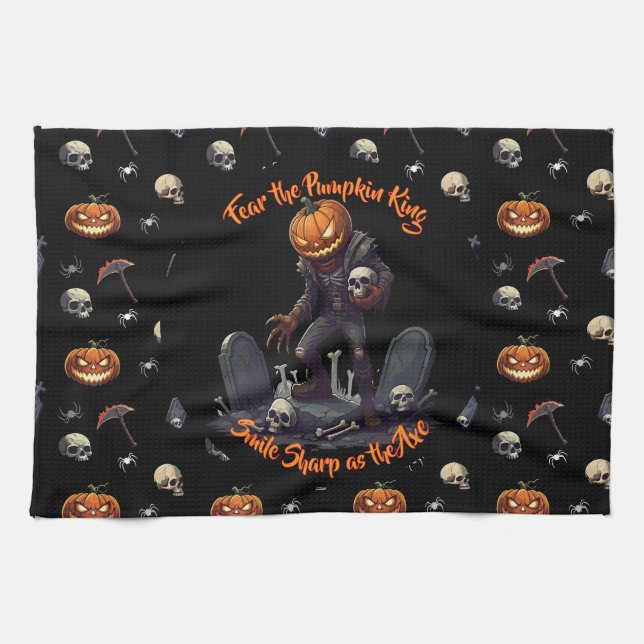 🖤 Black Pumpkin Kung Kitchen Towel 🎃 Kökshandduk (Horisontell)