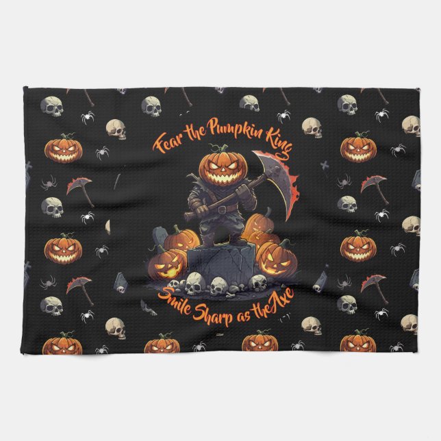 🖤 Black Pumpkin Kung Kitchen Towel 🎃 Kökshandduk (Horisontell)