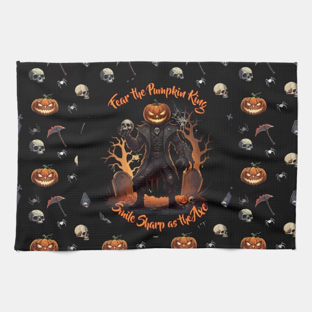 🖤 Black Pumpkin Kung Kitchen Towel 🎃 Kökshandduk (Horisontell)