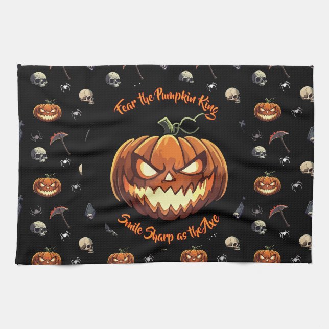 🖤 Black Pumpkin Kung Kitchen Towel 🎃 Kökshandduk (Horisontell)