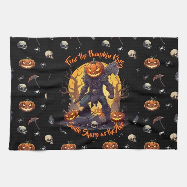 🖤 Black Pumpkin Kung Kitchen Towel 🎃 Kökshandduk (Horisontell)