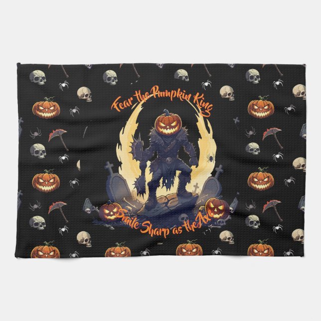 🖤 Black Pumpkin Kung Kitchen Towel 🎃 Kökshandduk (Horisontell)