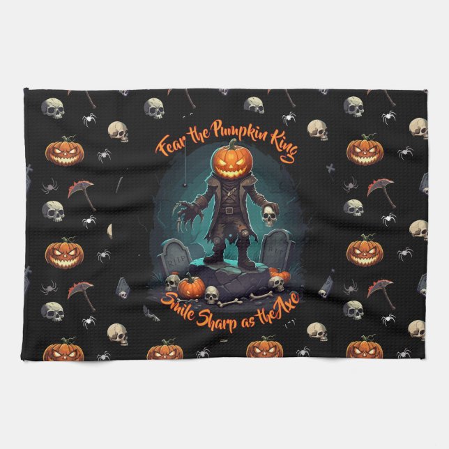 🖤 Black Pumpkin Kung Kitchen Towel 🎃 Kökshandduk (Horisontell)