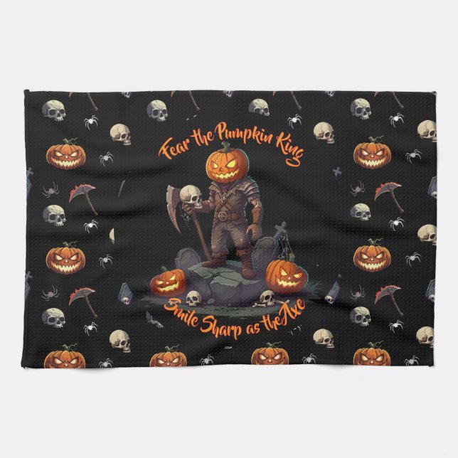 🖤 Black Pumpkin Kung Kitchen Towel 🎃 Kökshandduk (Horisontell)