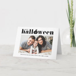 Black Pumpkin Retro Typography Happy halloween Kort