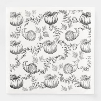 Black Pumpkin Toile Paper Dining Napkin Pappersservett