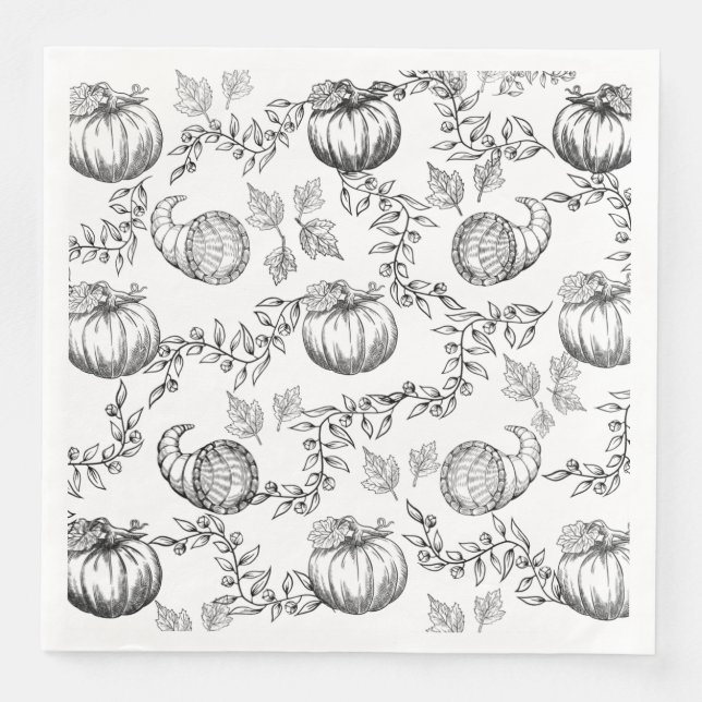 Black Pumpkin Toile Paper Dining Napkin Pappersservett (Framsida)