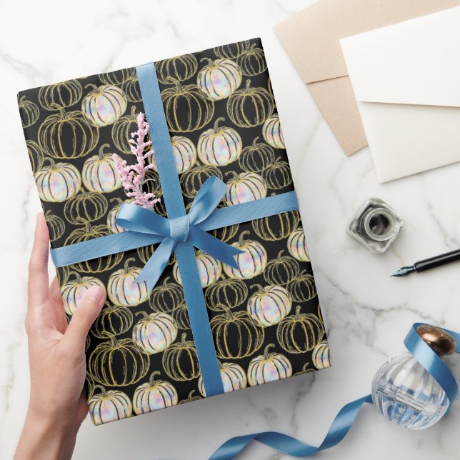 Black Pumpkins Halloween med Faux glitter Presentpapper (Gåvor)