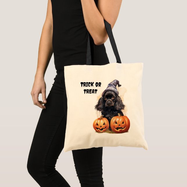 Black Puppy Jack o'Lantern Kids Halloween Tygkasse (Framsida (produkt))